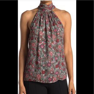 Ramy Brook floral printed Lori viscose halter neck TOP  size XS, new